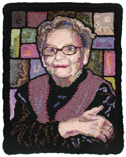 'Emma - Rug Artist' designed and hooked by Laura Pierce