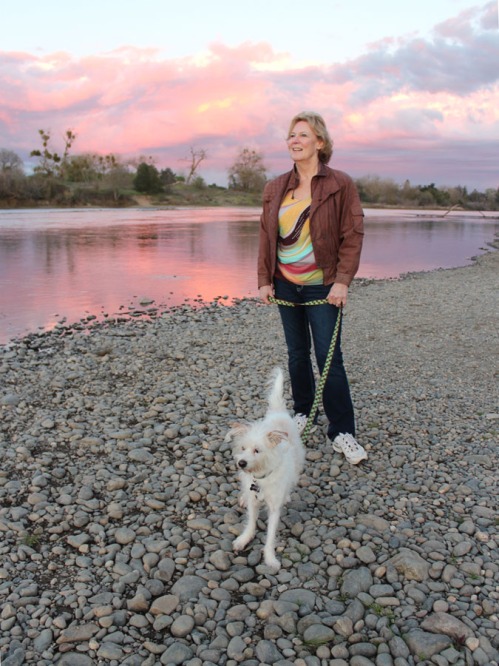 Linda Dwyer Clifford and Skippy at the American River.